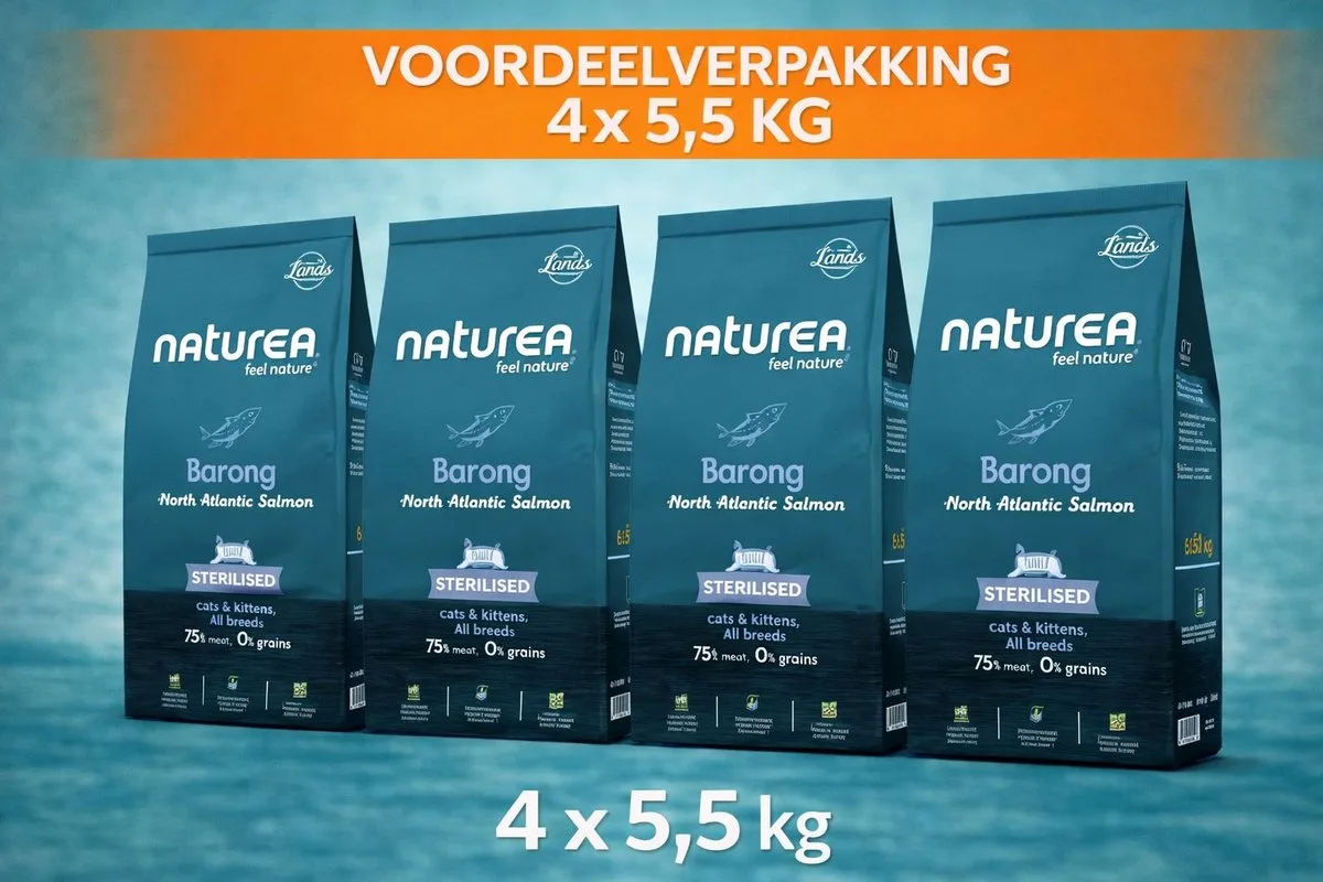 Cat Lands Barong North Atlantic Salmon 4x 5,5 kg Voordeelverpakking - Kat van Naturea – productfoto