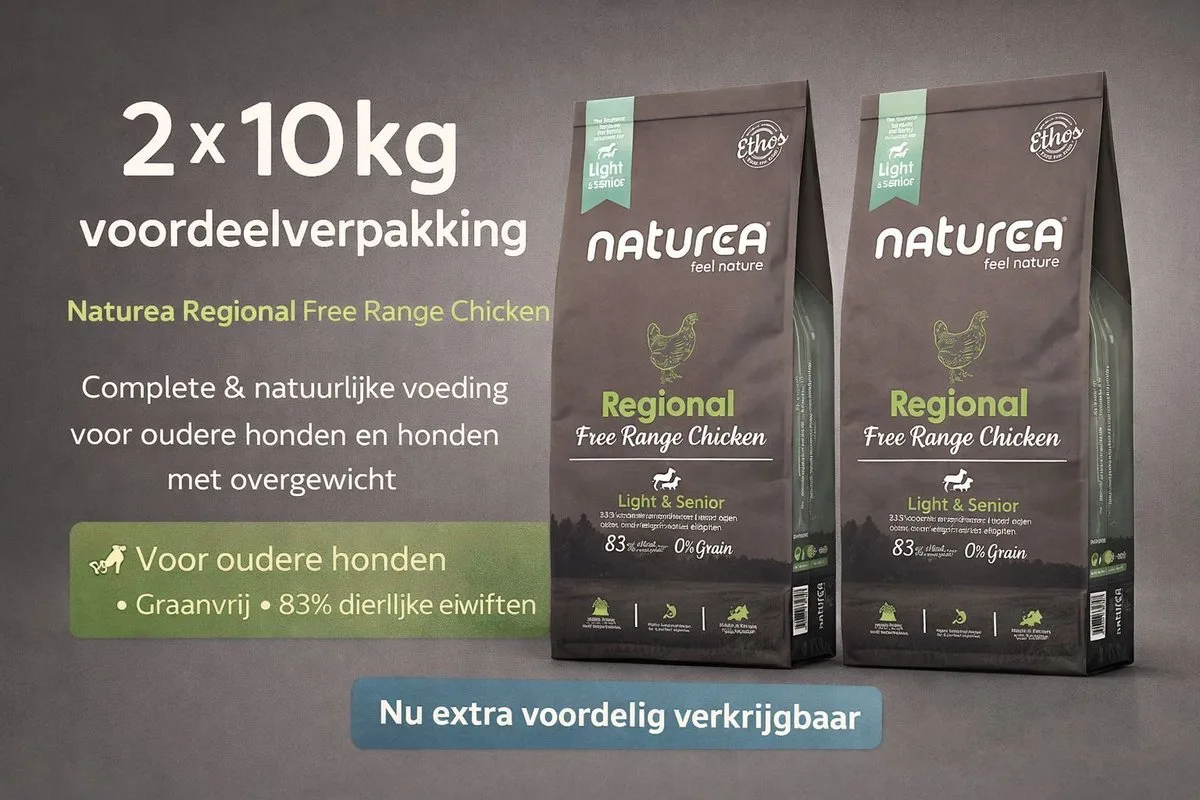 Grainfree Dog Ethos Regional Free Range Chicken Light & Senior 2x 10 kg Voordeelverpakking - Hond de Naturea – photo produit