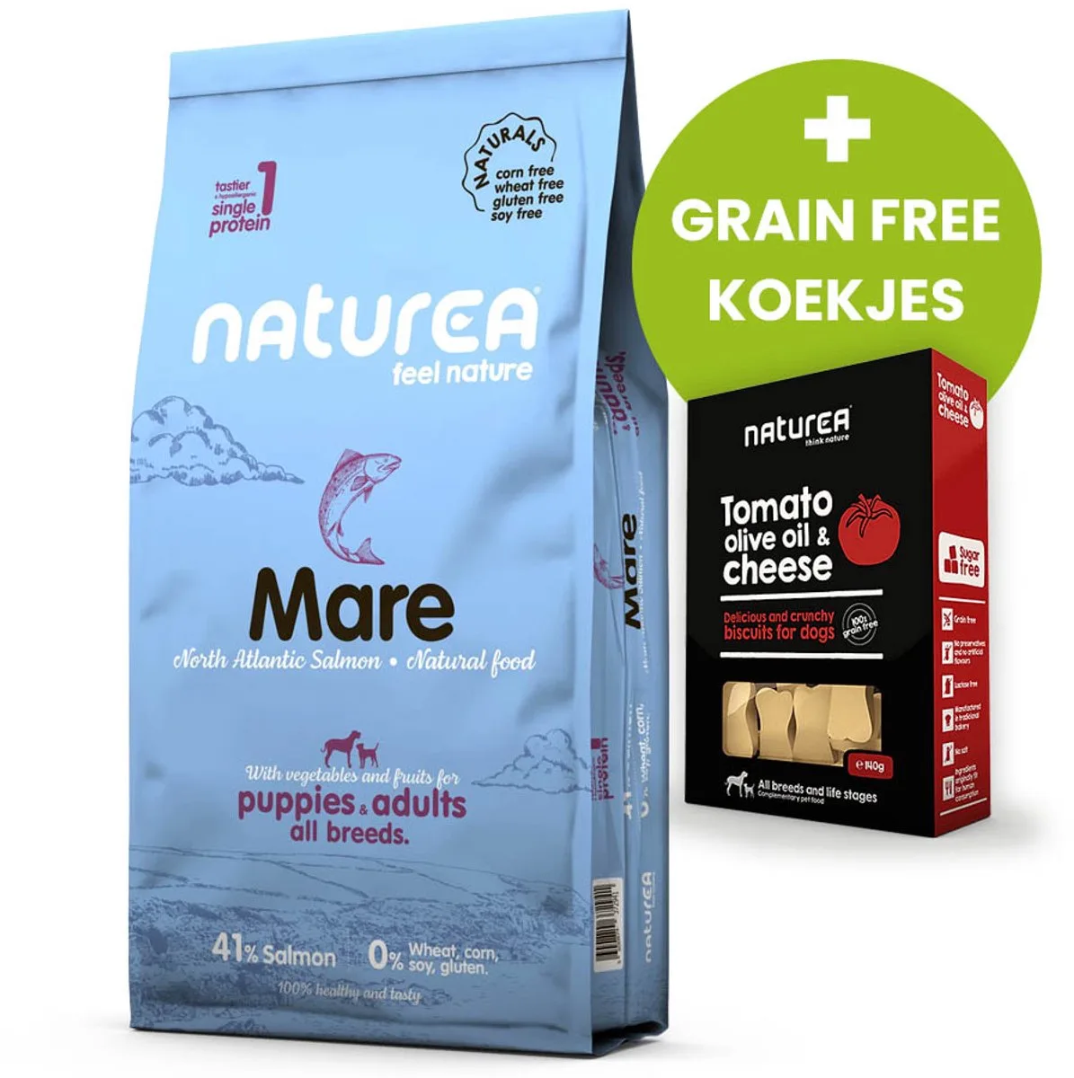 Naturals Mare Atlantic Salmon / zalm 12 kg - Plus Grain Free Koekjes van Naturea – productfoto