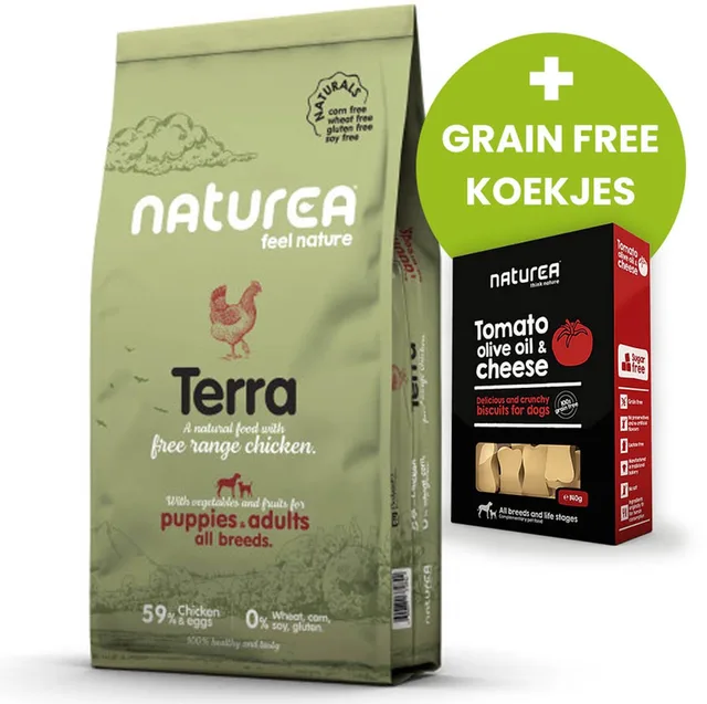 Naturals Terra Chicken - 12 KG - Hondenvoer - Plus Grain Free Koekjes