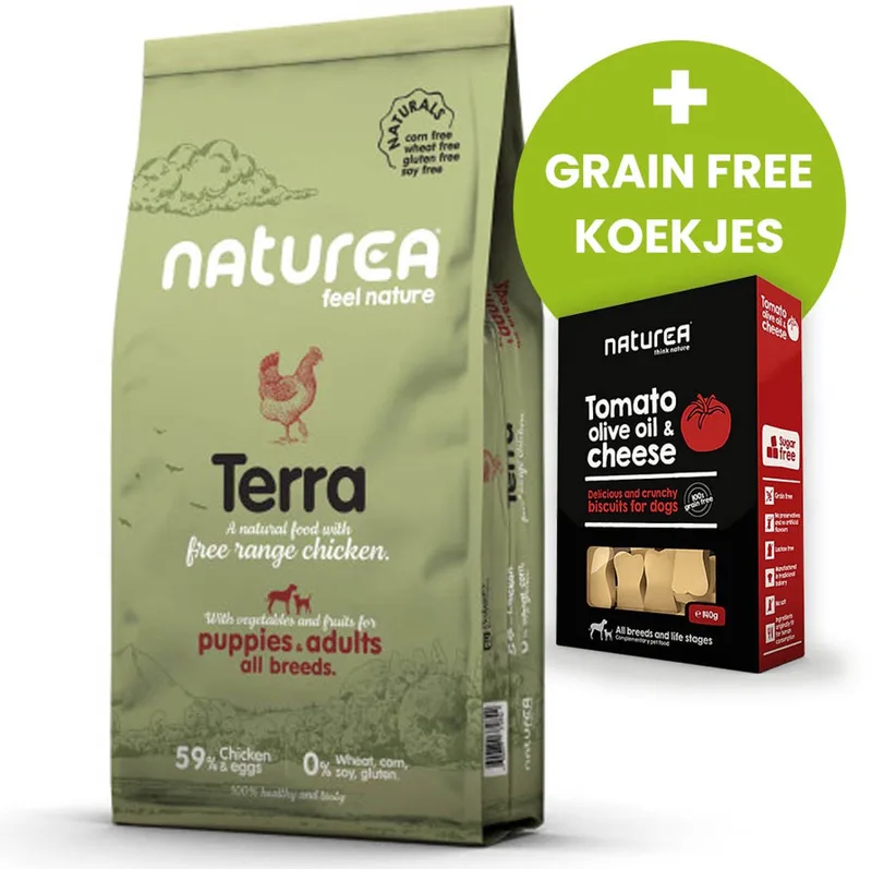 Naturals Terra Chicken - 12 KG - Hondenvoer - Plus Grain Free Koekjes by Naturea – product photo