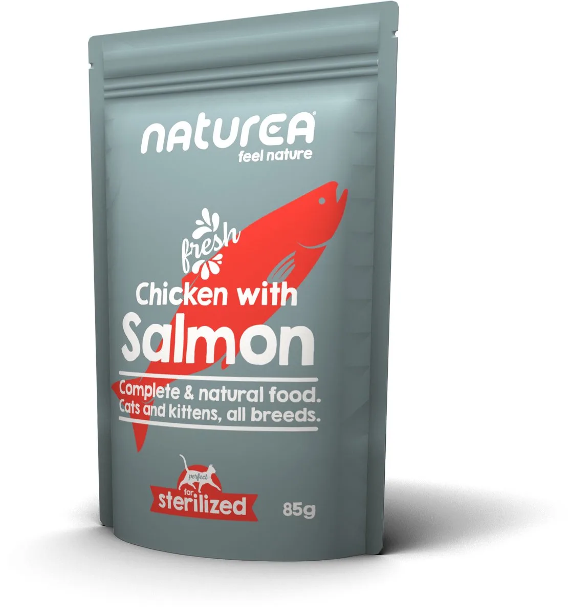 Natvoer - Kip met Zalm - Zakje - 85GR - 1ST van Naturea – productfoto