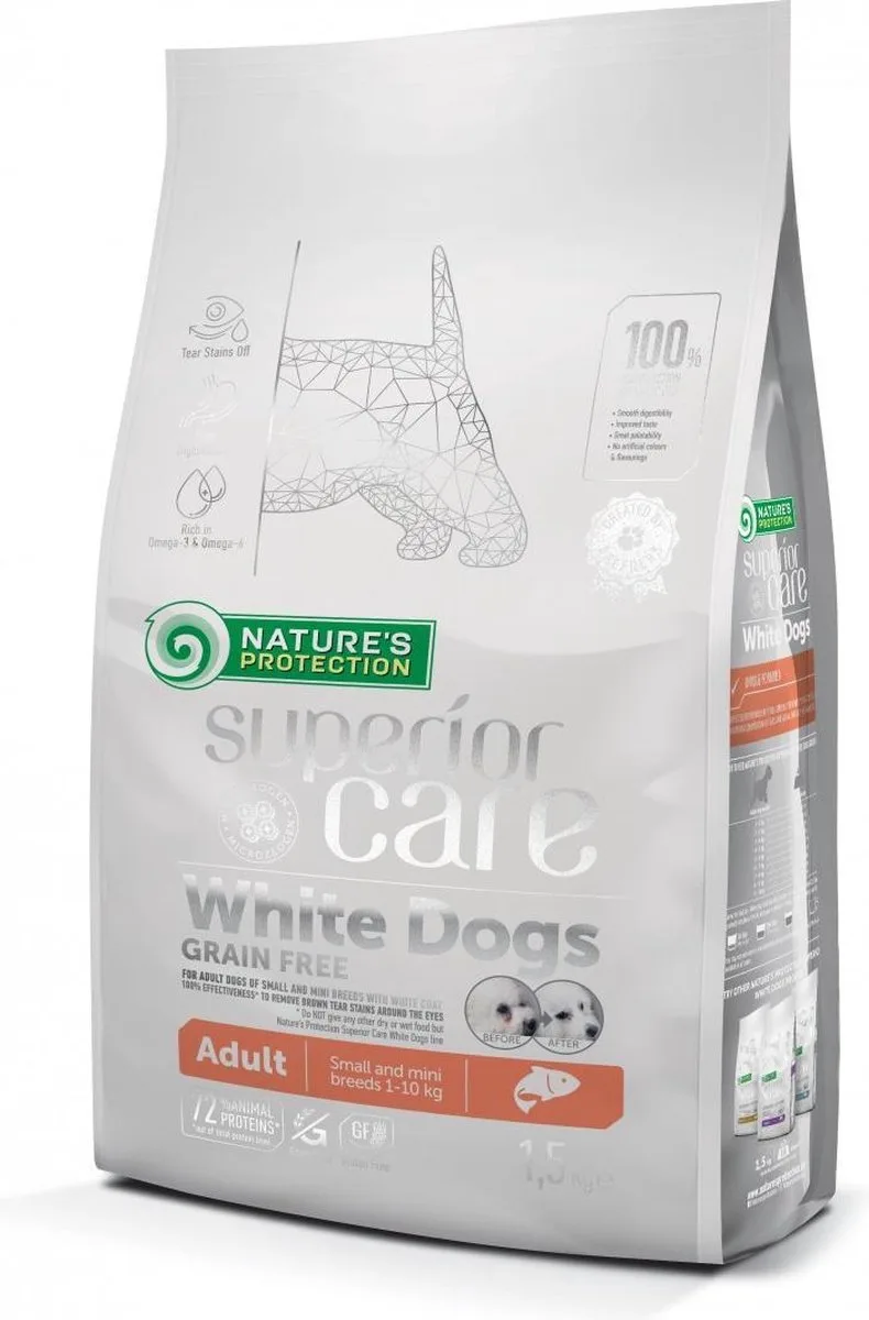 G-F Serie - Droogvoer voor Volwassene Kleine en Middelgrote Honden - Zalm - Glutenvrij 1,5kg. von Nature's Protection – Produktfoto