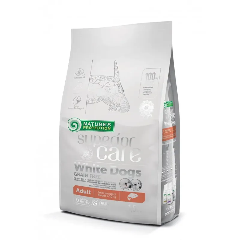 Graanvrij Hondenvoer Met Zalm Voor Volwassen Kleine Witte Honden 10kg by Nature's Protection – product photo