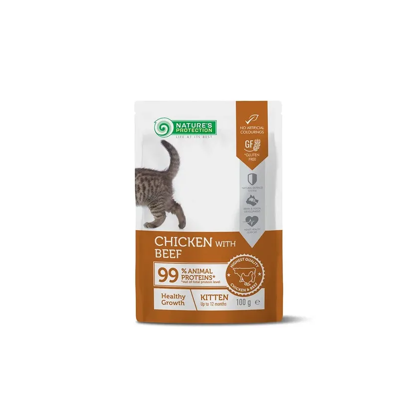 Nourriture Pour Chatons Au Poulet Et Au Bœuf 22x100g de Nature's Protection – photo produit