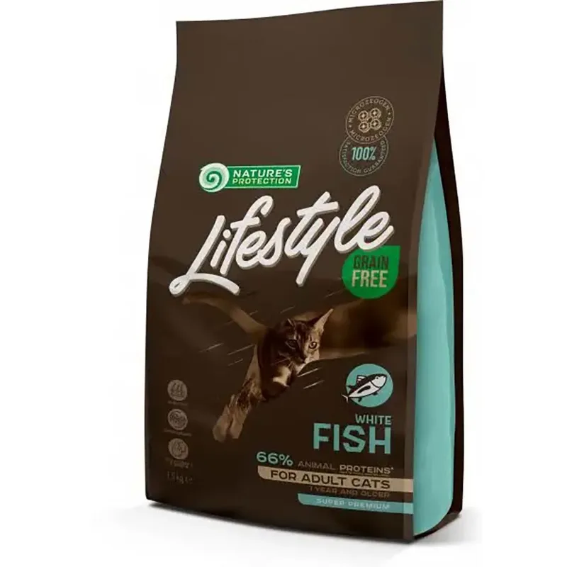 Levensstijl Graanvrij Vis Witte Kattenvoer 1.5kg by Nature's Protection – product photo