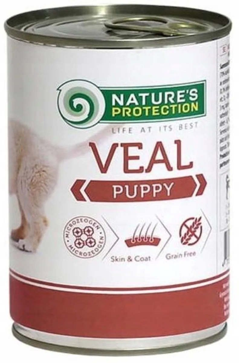 Serie - Puppy Natvoer - 6x400g - Kalfsvlees - Bevat Omega 3 de Nature's Protection – photo produit