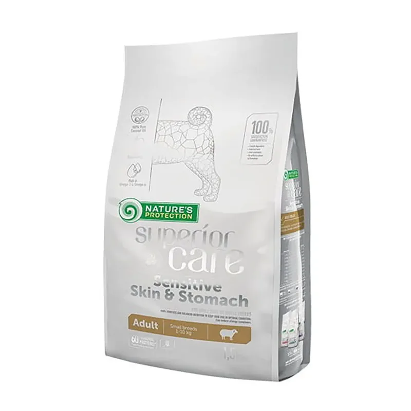 Superieure Verzorging Huid & Maag Volwassen Kleine Hond Lam Hondenvoer 1.5kg fra Nature's Protection – produktbillede