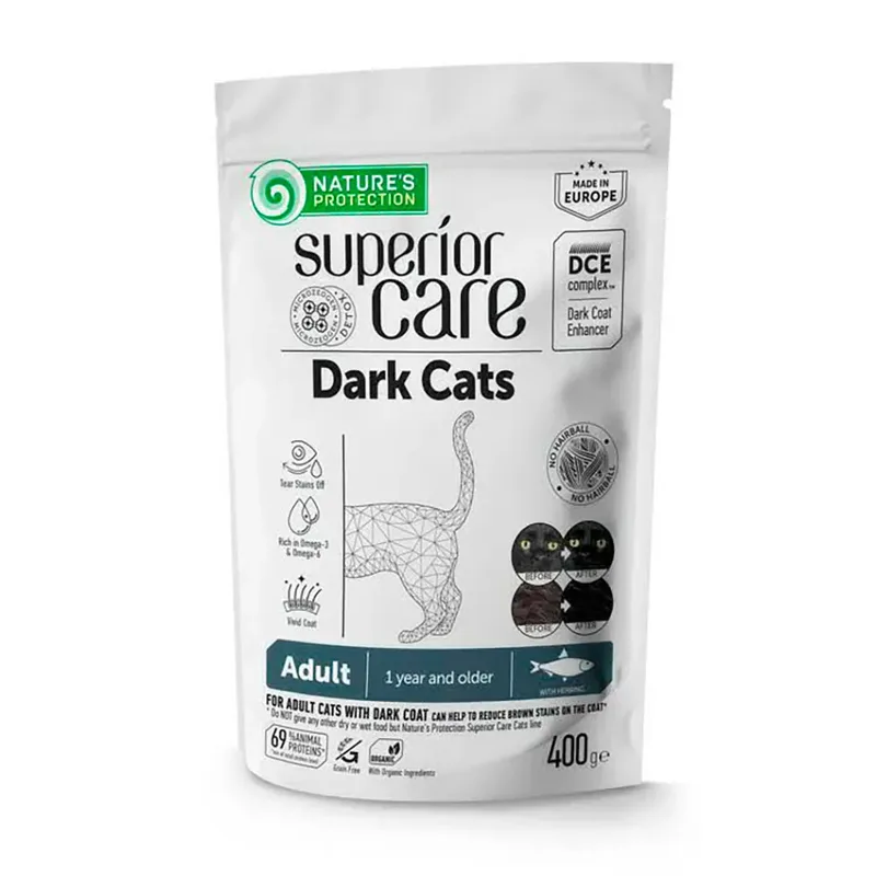 Superieure Verzorging Kattenvoer Met Haring Voor Donkere Katten 400g by Nature's Protection – product photo