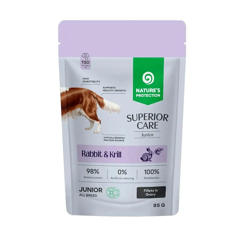 Superior Care Junior Lapin & Krill Nourriture Humide Pour Chien 12x85g de Nature's Protection – photo produit