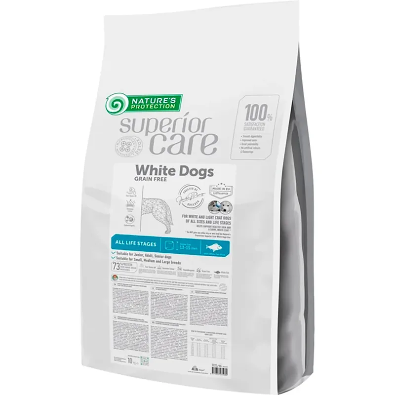 Superior Care White Dogs Graanvrije Witte Vis Adult Hondenvoer 10kg von Nature's Protection – Produktfoto