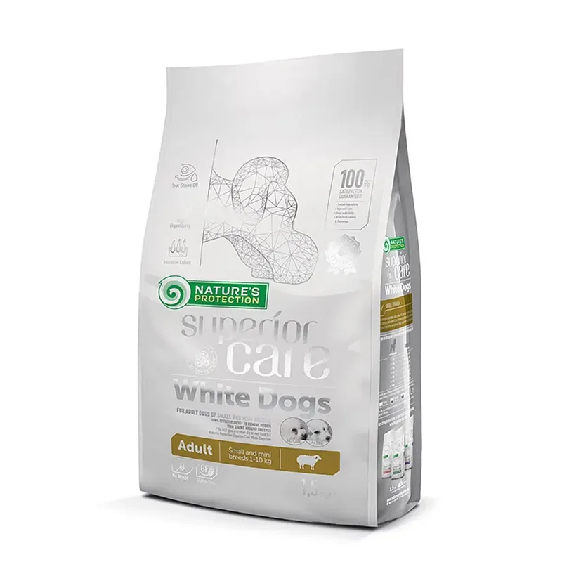 Witte Hond Volwassen Klein Ras Graanvrij Lam Hondenvoer 1.5kg fra Nature's Protection – produktbillede