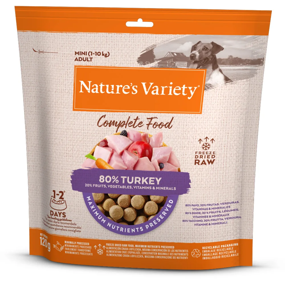 2 + 1 Gratis! Nature's Variety Freeze Dried Hondensnacks - Mini Snacks Kalkoen (3 x 120g) van Nature's Variety – productfoto