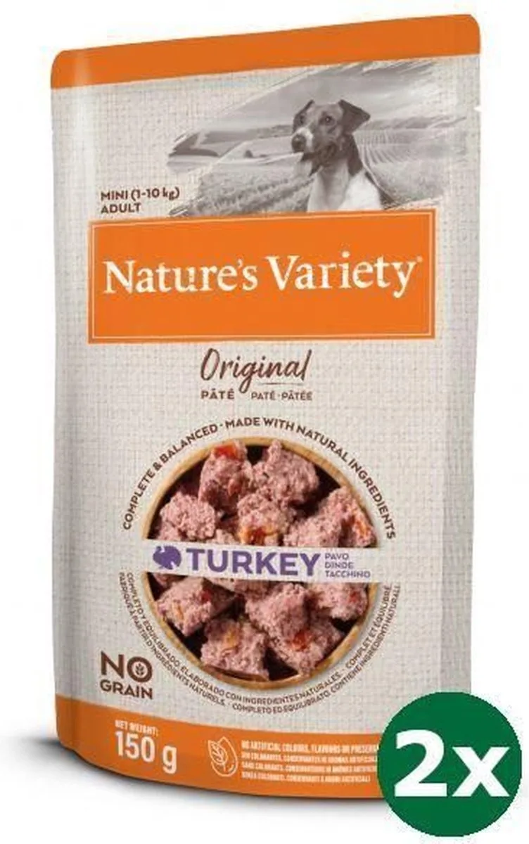 2x8x150 gr Natures variety original mini turkey hondenvoer de Nature's Variety – photo produit