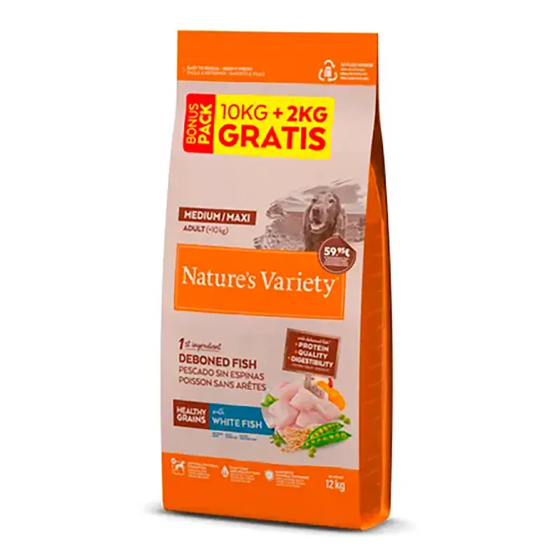 Healthy Grains Medium/maxi Vis Hondenvoer 10+ 2kg von Nature's Variety – Produktfoto
