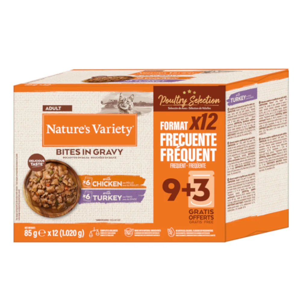 Pâtée Humide Multipack à la Viande en Sauce pour Chats 12x85 gr de Nature's Variety – photo produit