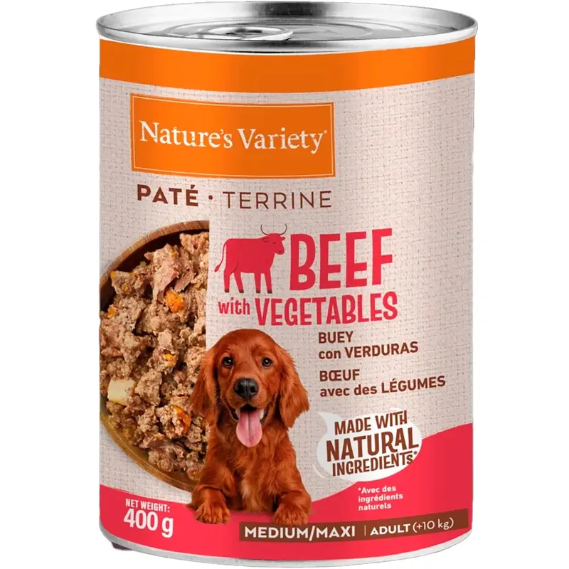 Nassfutter Für Hunde Pate Med/maxi Beef & Vegetables 12x400g von Nature's Variety – Produktfoto 1 von 2