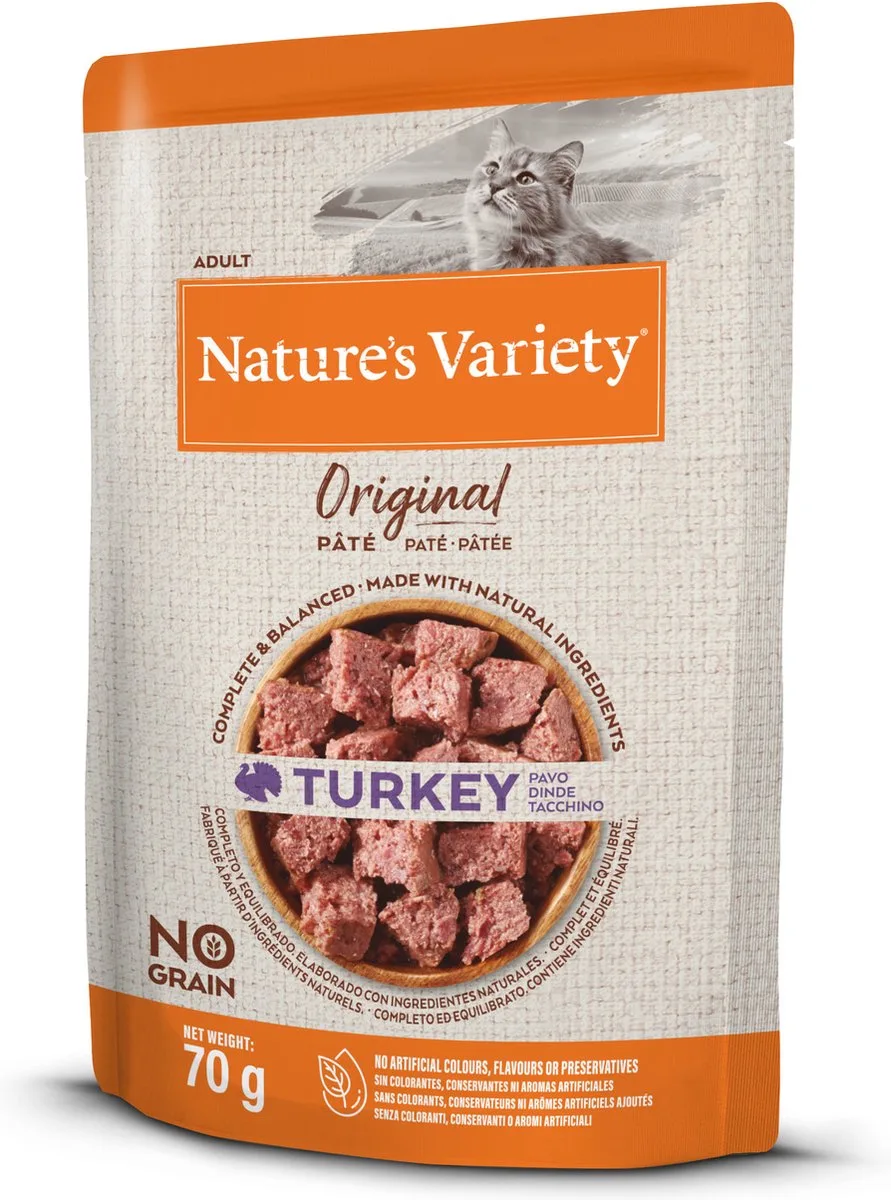 Original No Grain natvoer met kalkoen voor katten 70 GR by Nature's Variety – product photo