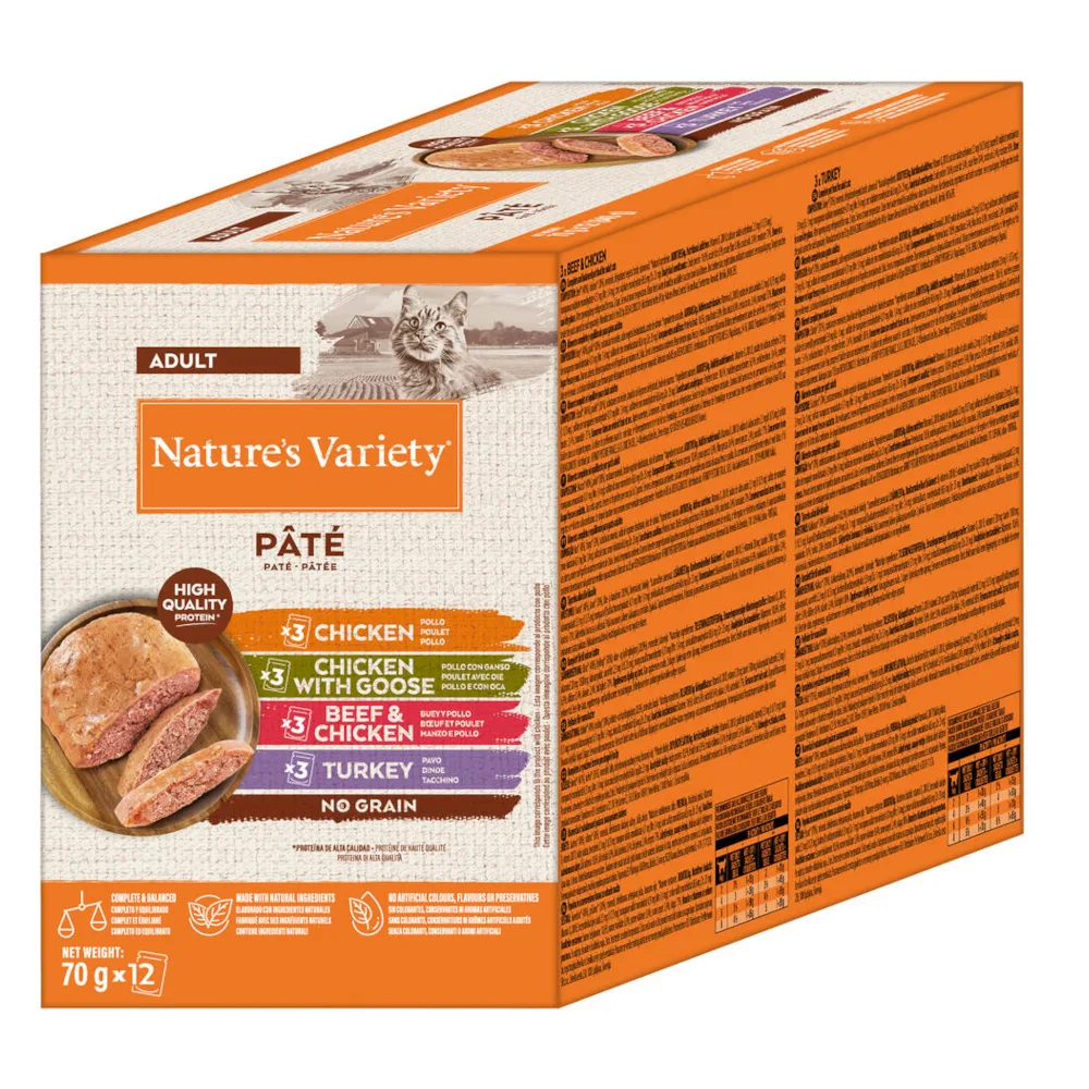 Original Paté No Grain 12 x 70 g Kattenvoer - Multipack ( Kip, Kip en Gans, Rundvlees en Kip, Kalkoen) 12 x 70 g by Nature's Variety – product photo