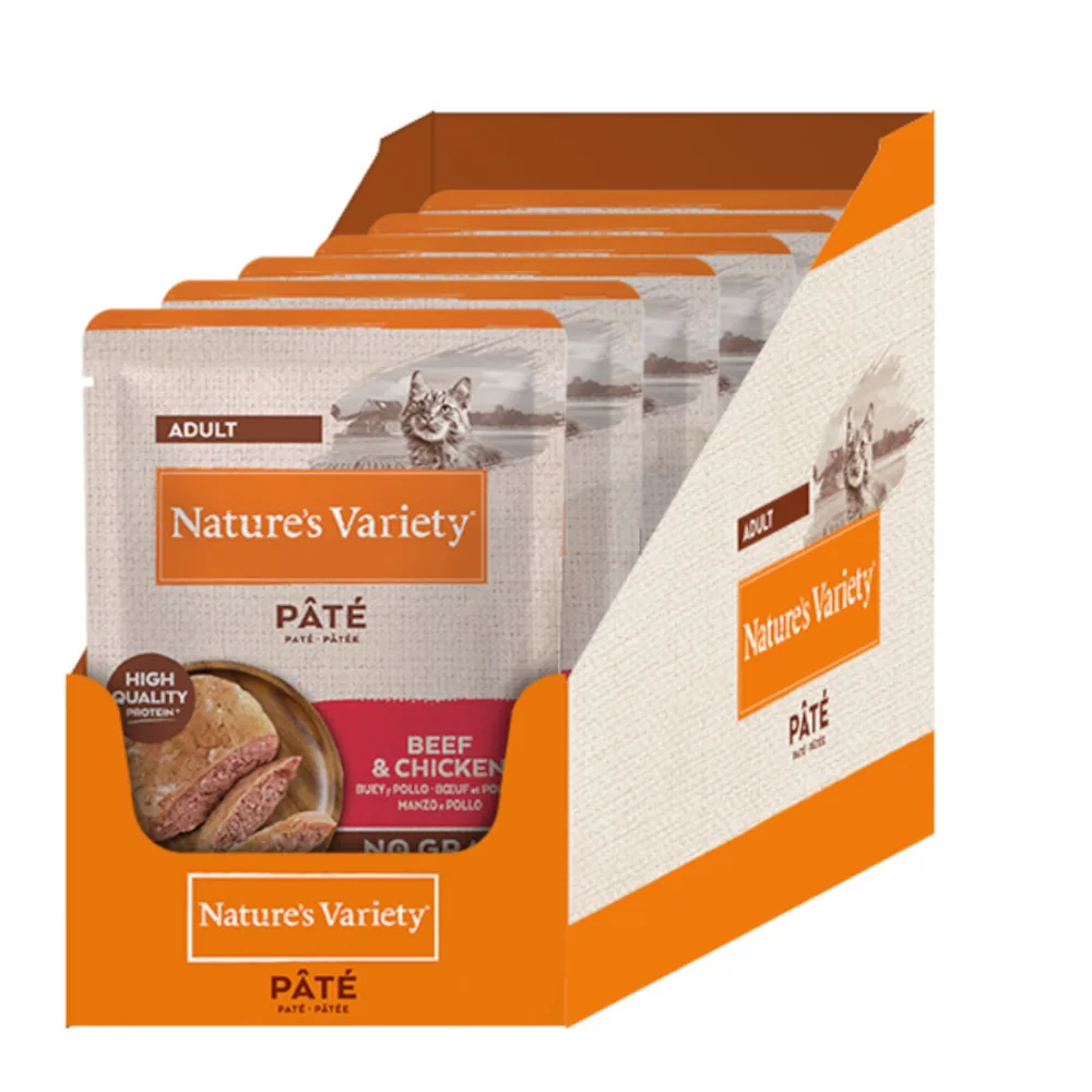 Original Paté No Grain 12 x 70 g Kattenvoer - Rund en Kip 12 x 70 g de Nature's Variety – photo produit