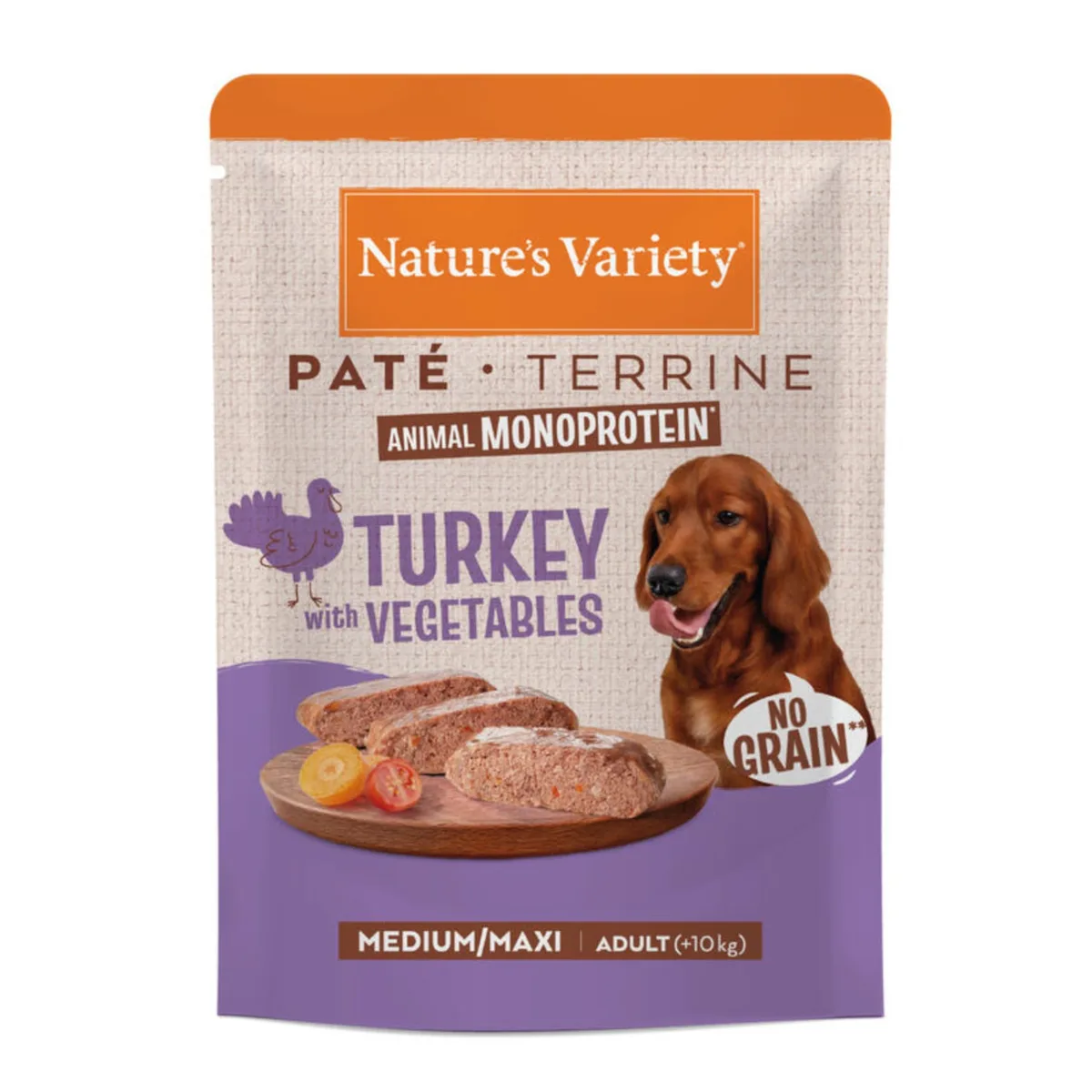 Original Paté No Grain Medium/Maxi Adult Hondenvoer - Kalkoen 8 x 300 g van Nature's Variety – productfoto