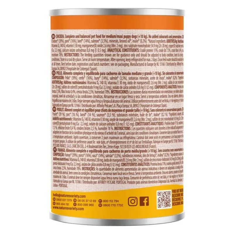Pate Puppy Med/maxi Kip Natvoer Voor Honden 12x400g by Nature's Variety – product photo 2 of 2