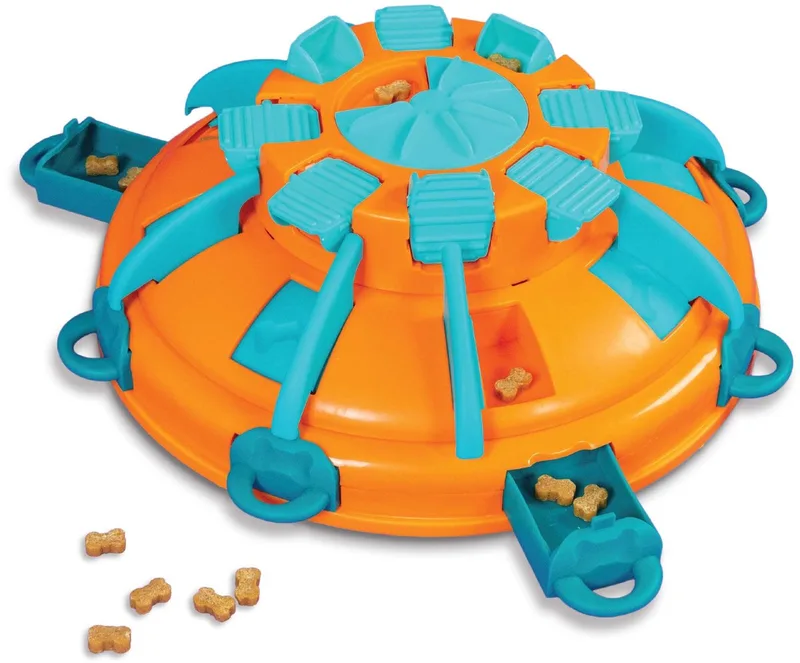 Tower Of Treats - Hondenspeelgoed - Oranje Blauw Level 4 by Nina Ottosson in Green, Orange – product photo