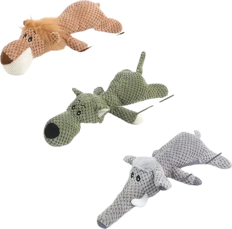 Honden Speelgoed - Hond - Speelgoed - Dog Toy - Pluche van Nivard in Wolf+Olifant+Leeuw – productfoto