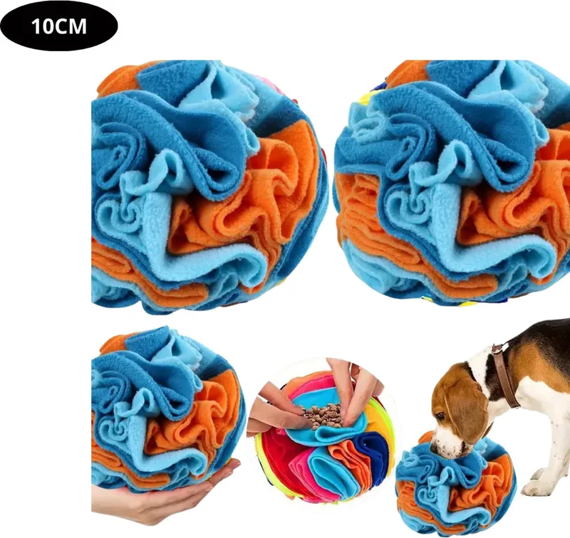 Honden Speelgoed - Hond - Speelgoed - Dog Toy - Snuffelbal by Nivard in Blauw oranje 10 cm – product photo