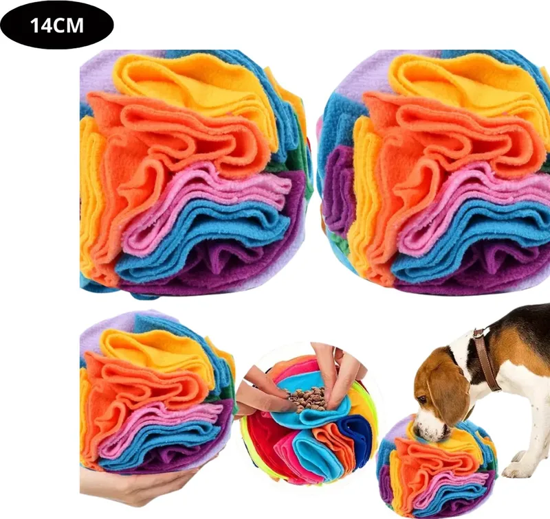 Honden Speelgoed - Hond - Speelgoed - Dog Toy - Snuffelbal von Nivard in Oranje 14 cm – Produktfoto
