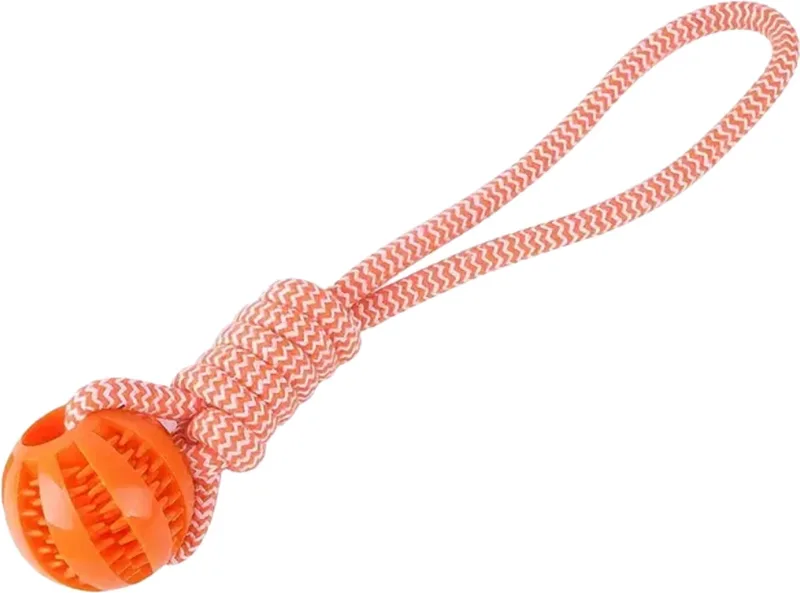 Honden Speelgoed - Hond - Speelgoed - Dog Toy - Touw Met Bal - Oranje - Groot de Nivard en Oranje – Groot – photo produit