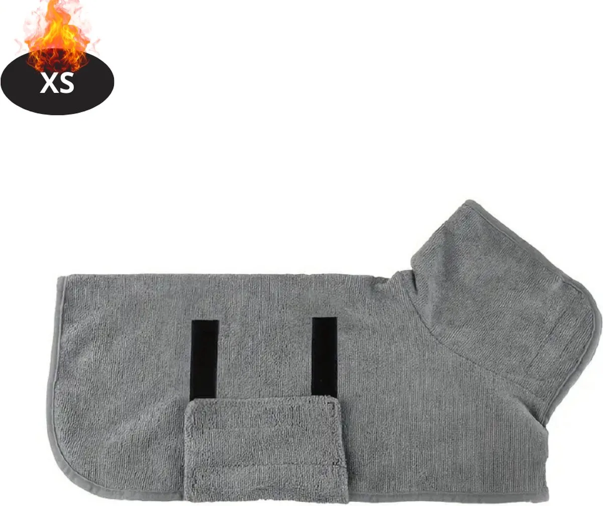 Hondenbadjas - Hondenhanddoek - Voor Honden - Hondenkleding - Hondentrui - Hoodie - Sneldrogend - XS de Nivard en Gris – photo produit