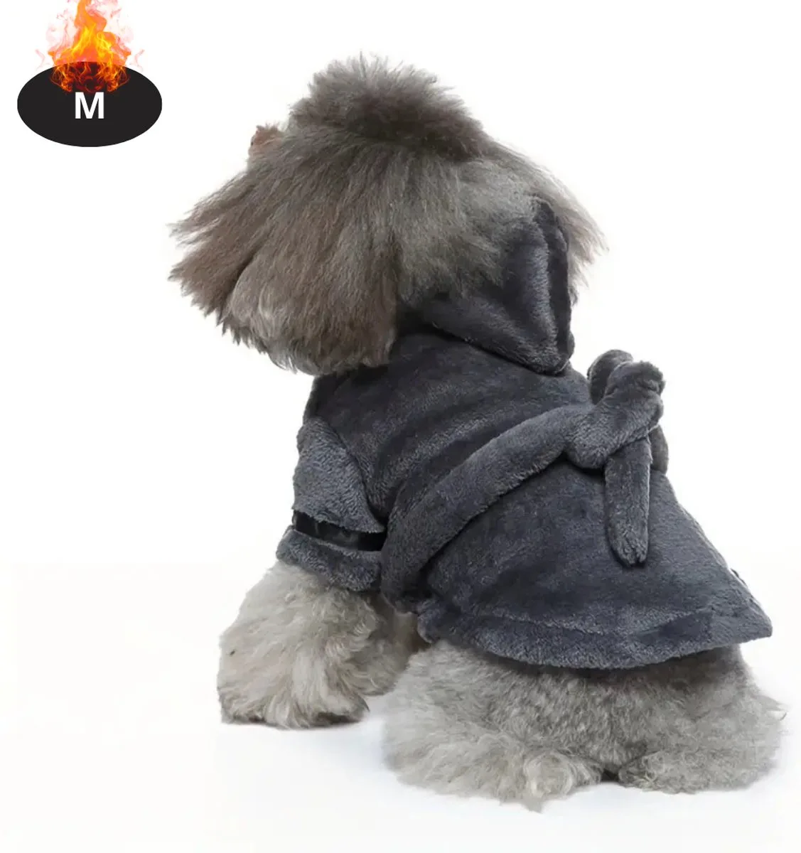 Hondenbadjas - Hondenhanddoek - Voor Honden - Hondenkleding - Hondentrui - Hoodie - Hondenshirt - M van Nivard in Grijs – productfoto