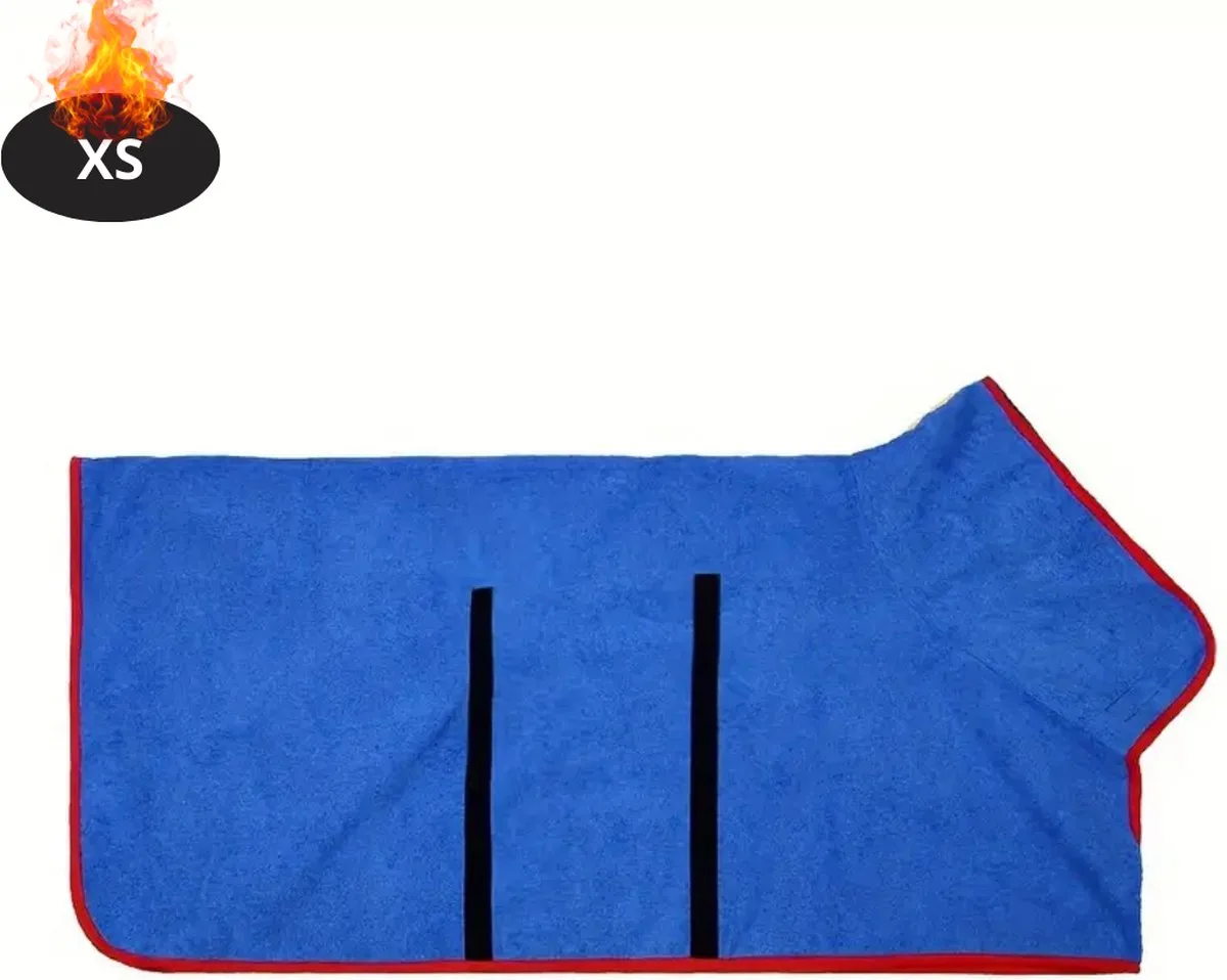 Hondenbadjas - Hondenhanddoek - Voor Honden - Hondenkleding - Hondentrui - Hoodie - Sneldrogend - XS van Nivard in Blauw – productfoto