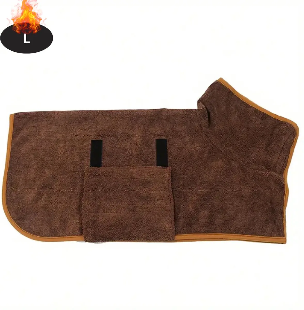 Hondenbadjas - Hondenhanddoek - Voor Honden - Hondenkleding - Hondentrui - Hoodie - Sneldrogend - L de Nivard en Koffie – photo produit