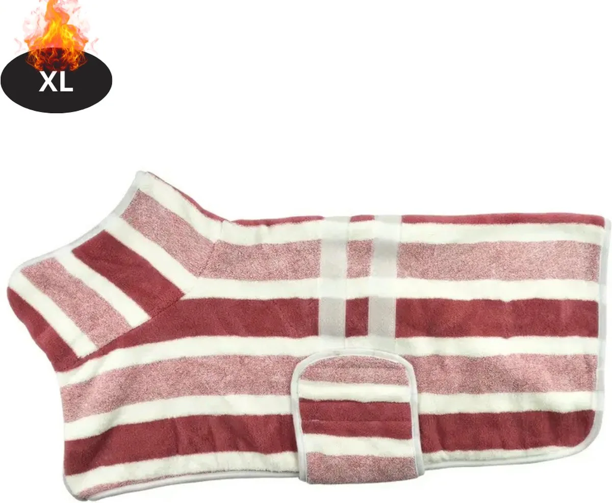 Hondenbadjas - Hondenhanddoek - Voor Honden - Hondenkleding - Hondentrui - Hoodie - Sneldrogend - XL från Nivard i Röd – produktbild