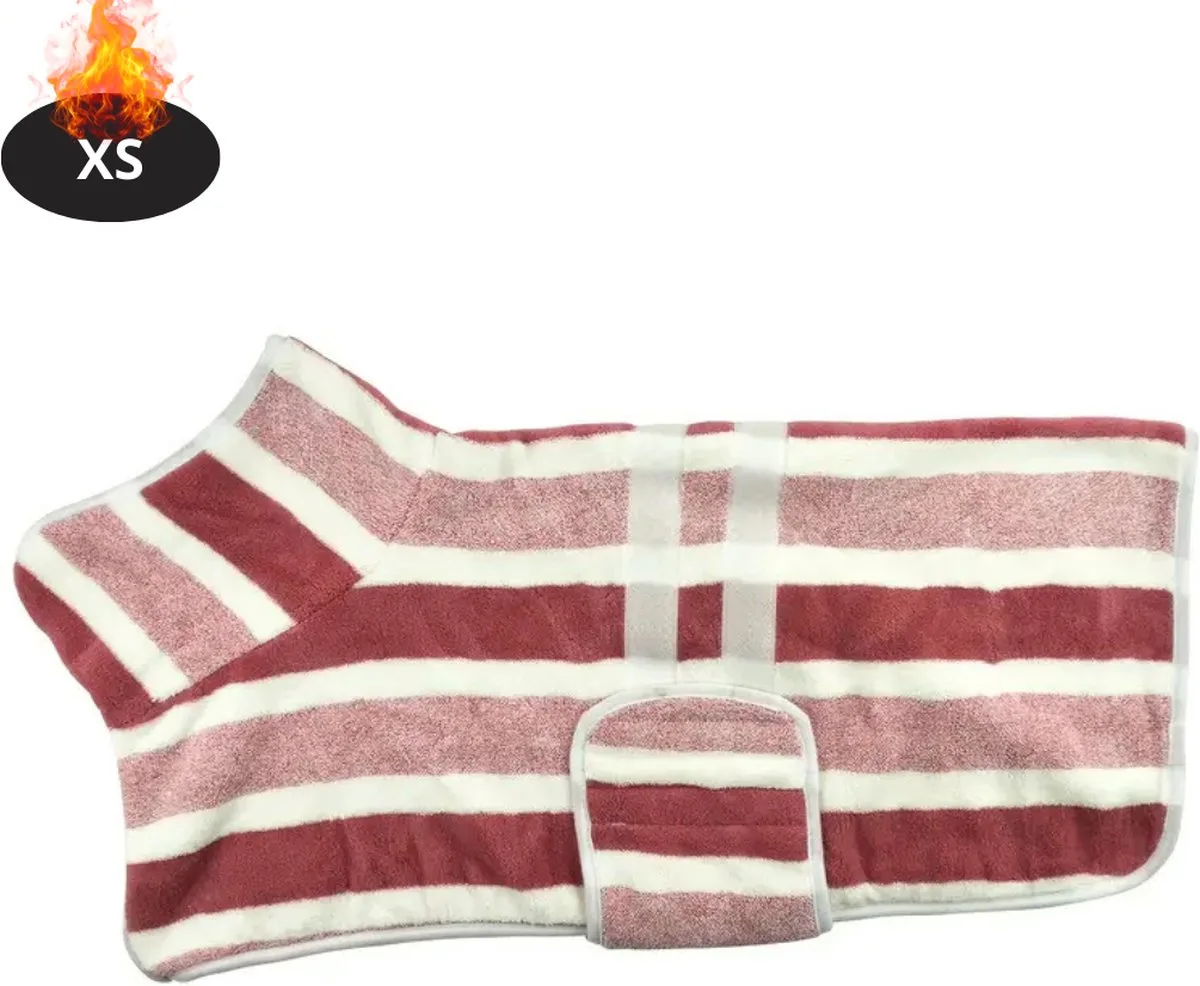 Hondenbadjas - Hondenhanddoek - Voor Honden - Hondenkleding - Hondentrui - Hoodie - Sneldrogend - XS by Nivard in Red – product photo