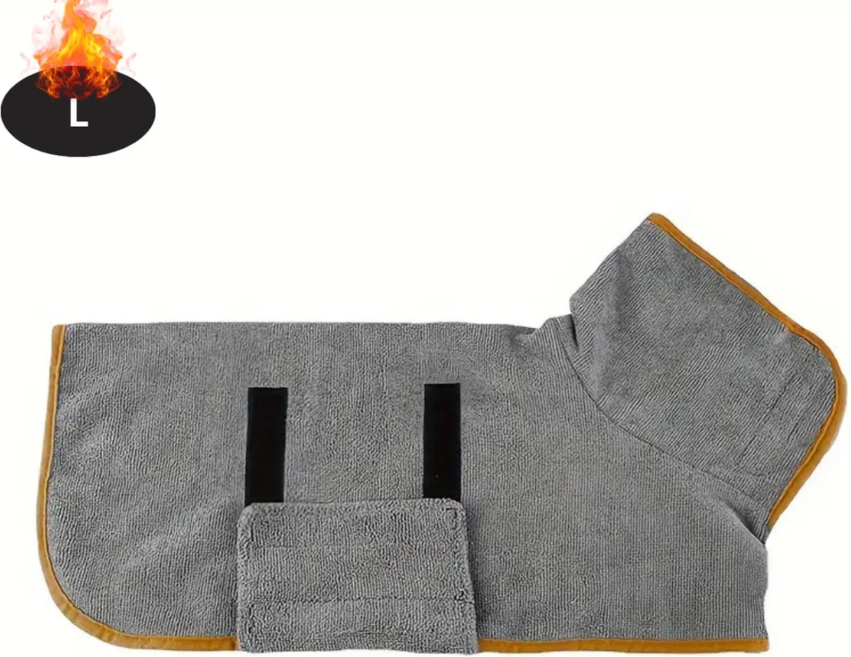 Hondenbadjas - Hondenhanddoek - Voor Honden - Hondenkleding - Hondentrui - Hoodie - Sneldrogend - L de Nivard en Gris – photo produit
