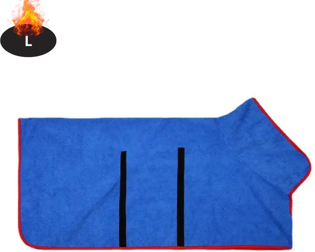 Hondenbadjas - Hondenhanddoek - Voor Honden - Hondenkleding - Hondentrui - Hoodie - Hondenshirt - L van Nivard in Blauw – productfoto