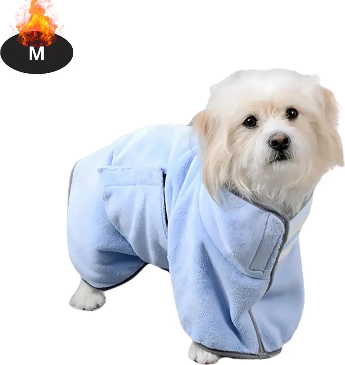 Hondenbadjas - Hondenhanddoek - Voor Honden - Hondenkleding - Hondentrui - Hoodie - Sneldrogend - M van Nivard in Blauw – productfoto