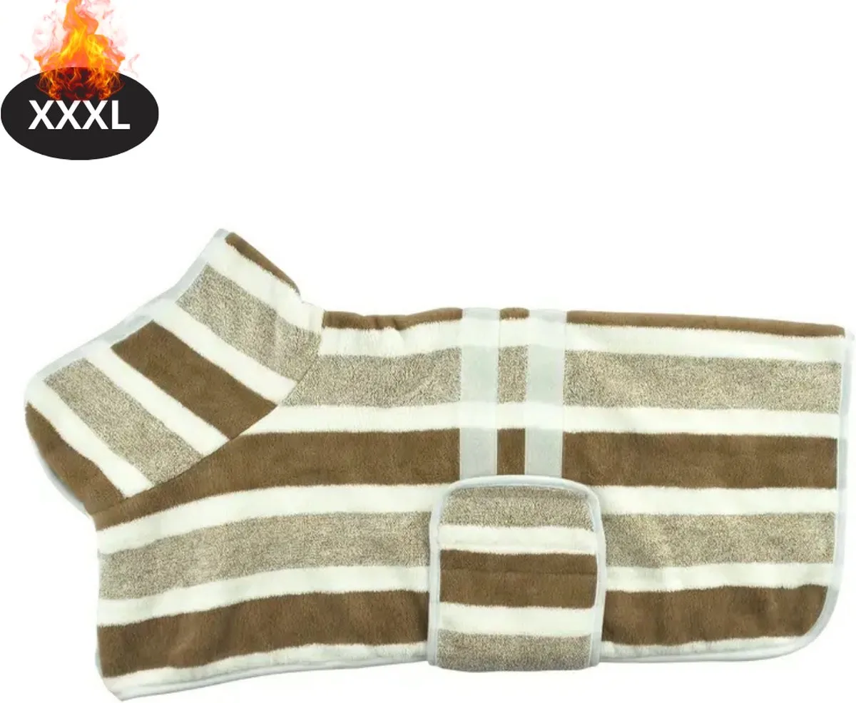 Hondenbadjas - Hondenhanddoek - Voor Honden - Hondenkleding - Hondentrui - Hoodie - Sneldrogend - XXXL van Nivard in Koffie – productfoto
