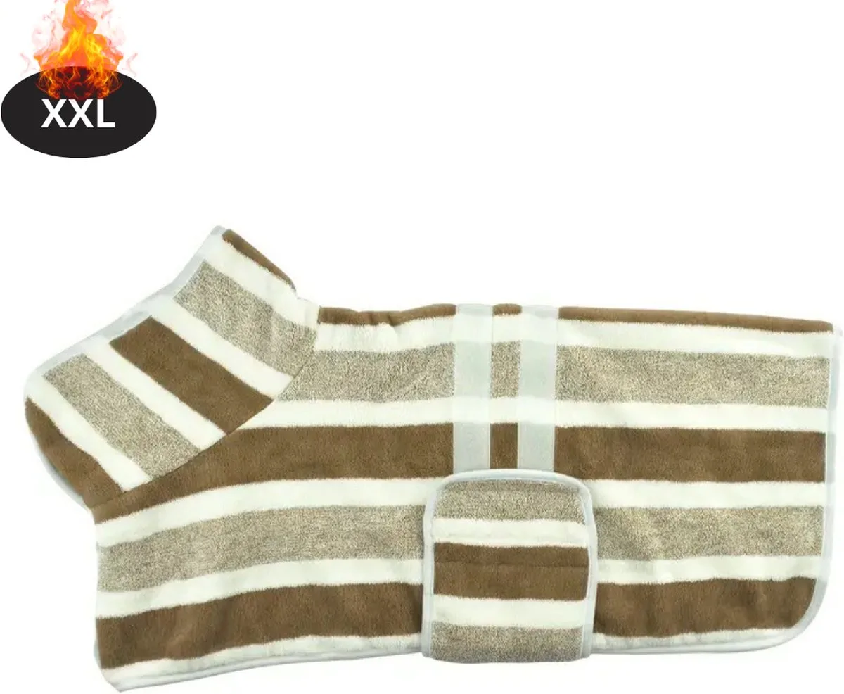 Hondenbadjas - Hondenhanddoek - Voor Honden - Hondenkleding - Hondentrui - Hoodie - Sneldrogend - XXL van Nivard in Koffie – productfoto