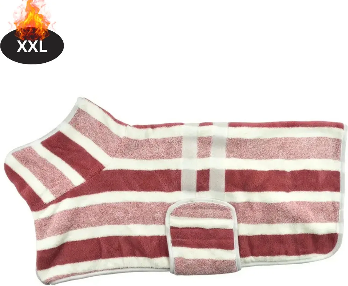 Hondenbadjas - Hondenhanddoek - Voor Honden - Hondenkleding - Hondentrui - Hoodie - Sneldrogend - XXL by Nivard in Red – product photo