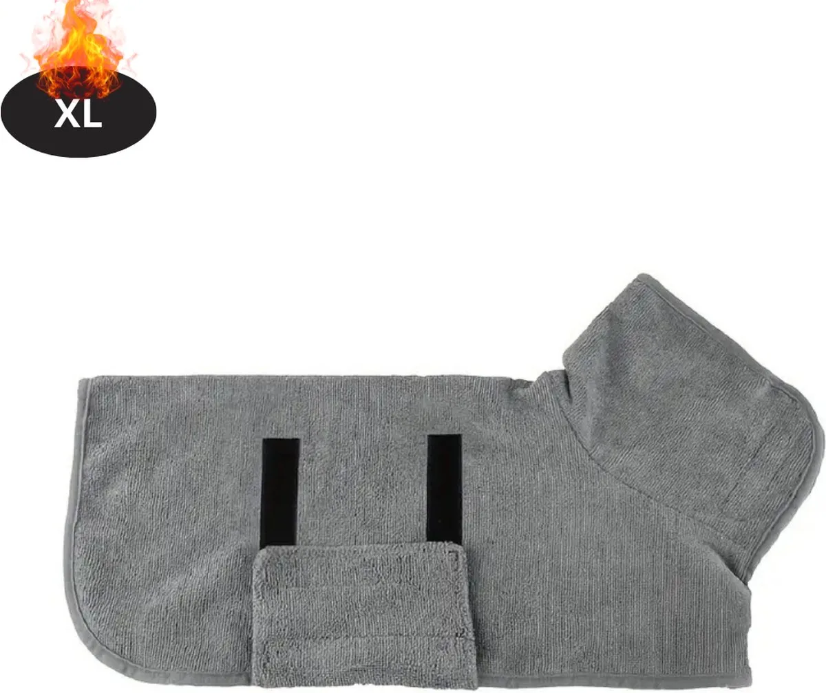 Hondenbadjas - Hondenhanddoek - Voor Honden - Hondenkleding - Hondentrui - Hoodie - Sneldrogend - XL fra Nivard i Grå – produktbillede