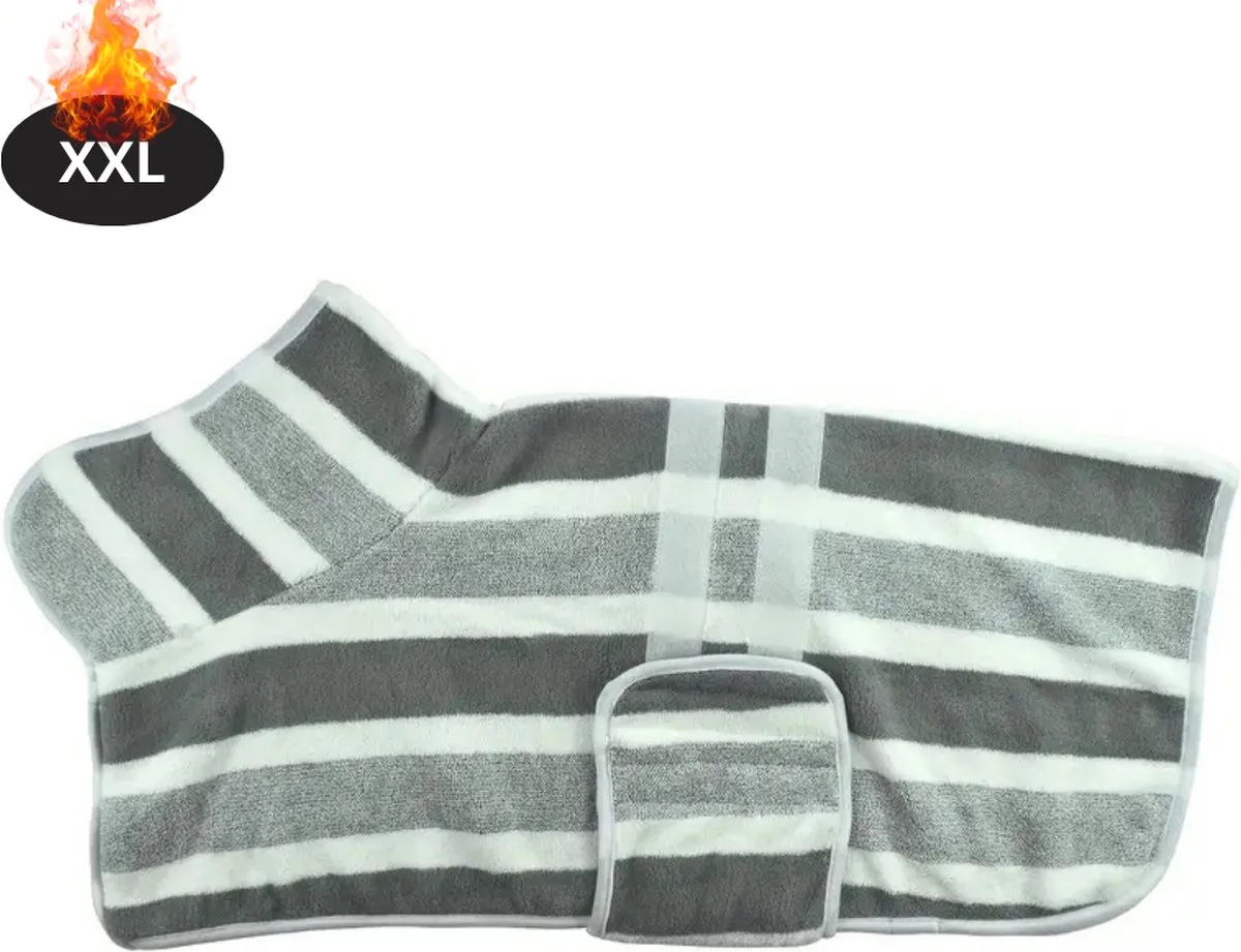 Hondenbadjas - Hondenhanddoek - Voor Honden - Hondenkleding - Hondentrui - Hoodie - Sneldrogend - XXL by Nivard in Grey – product photo