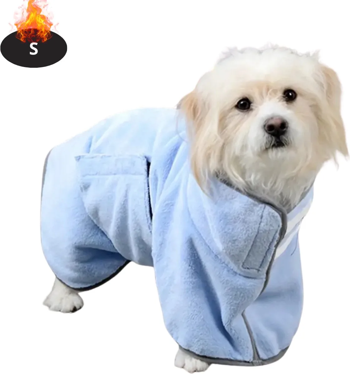 Hondenbadjas - Hondenhanddoek - Voor Honden - Hondenkleding - Hondentrui - Hoodie - Hondenshirt - S van Nivard in Lichtblauw – productfoto