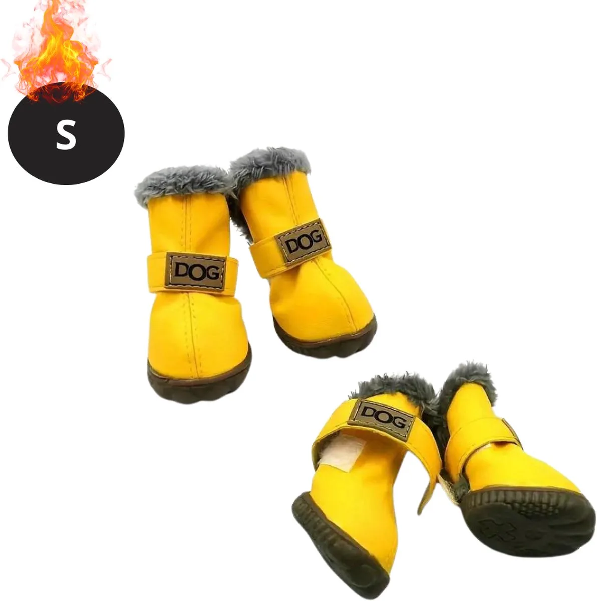 Hondenschoenen Pootbeschermer - Hondenschoenen - 4 Stuks - Hondenschoentjes - Pootbescherming Hond - Waterbestendig - Antislip - S de Nivard en Jaune – photo produit