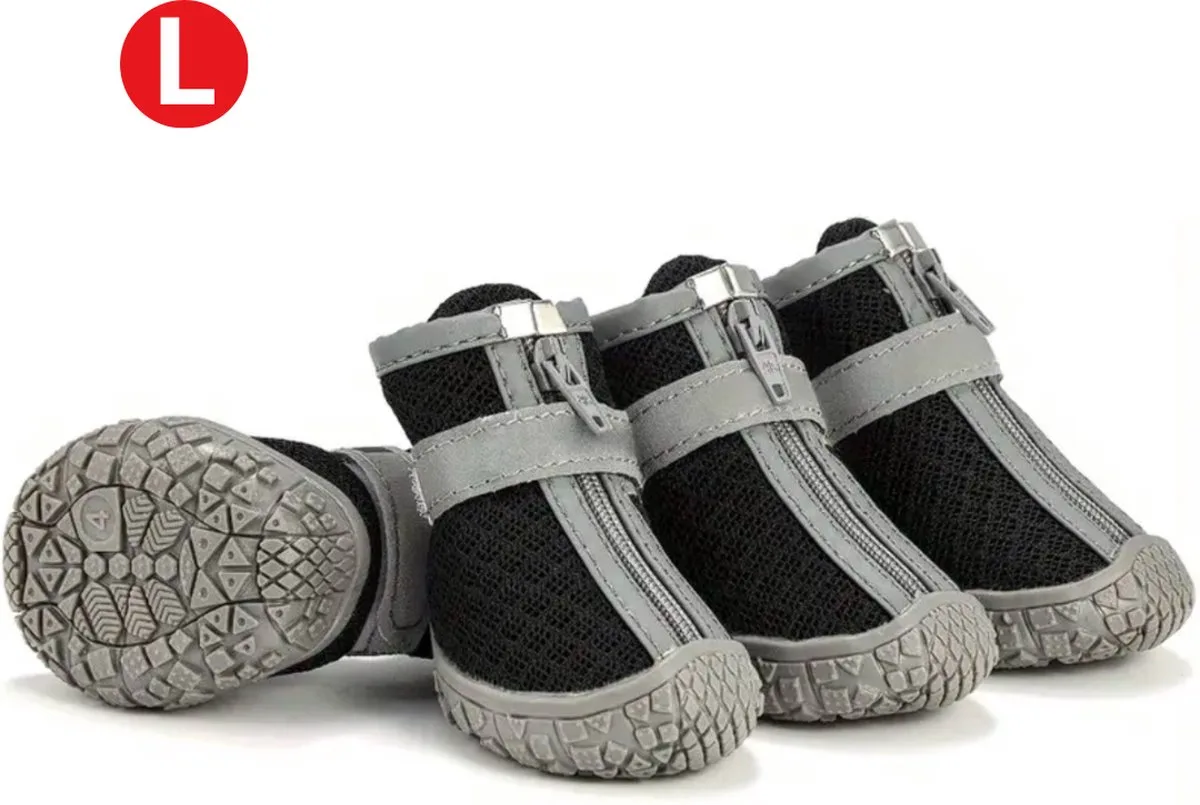 Hondenschoenen Pootbeschermer - Hondenschoenen - 4 Stuks - Hondenschoentjes - Pootbescherming Hond - Anti Slip - L van Nivard in Zwart – productfoto