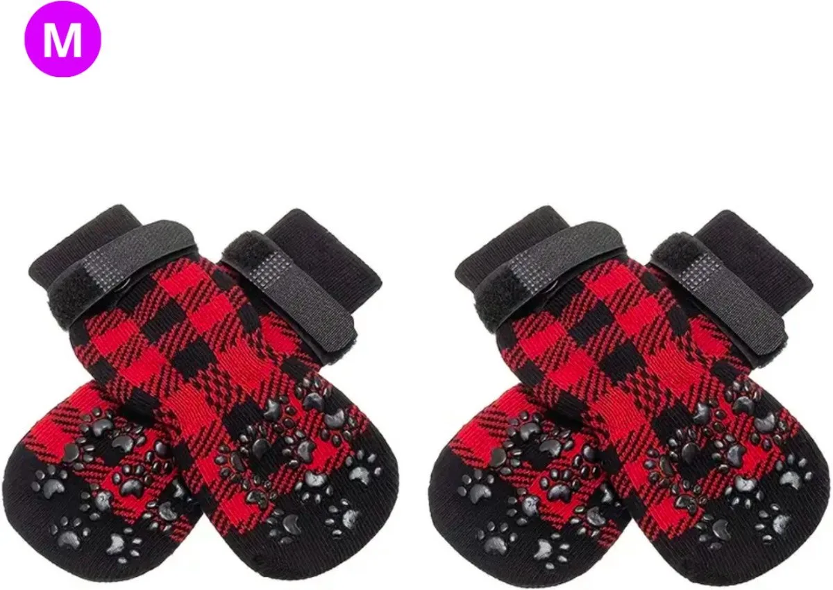 Hondenschoenen Pootbeschermer - Hondenschoenen - 4 Stuks - Hondenschoentjes - Pootbescherming Hond - M van Nivard in Rood – productfoto