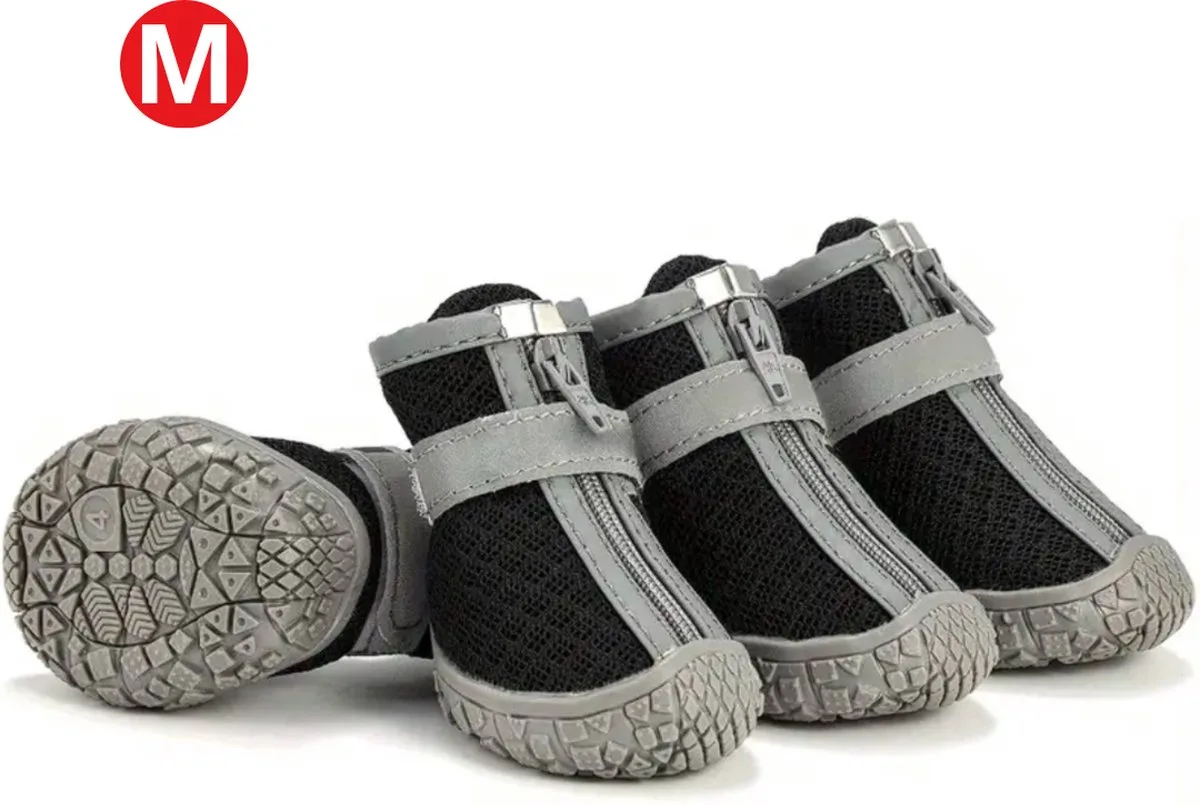 Hondenschoenen Pootbeschermer - Hondenschoenen - 4 Stuks - Hondenschoentjes - Pootbescherming Hond - Anti Slip - M de Nivard en Noir – photo produit